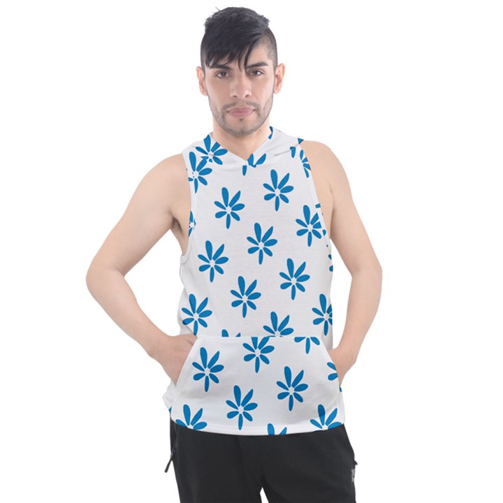 Little Blue Daisies  Men s Sleeveless Hoodie