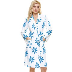 Little Blue Daisies  Long Sleeve Velour Robe by ConteMonfrey