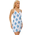 Little Blue Daisies  Wrap Tie Front Dress View3