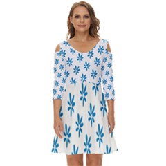 Little Blue Daisies  Shoulder Cut Out Zip Up Dress by ConteMonfrey