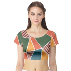 Geometric Colors   Short Sleeve Crop Top by ConteMonfrey