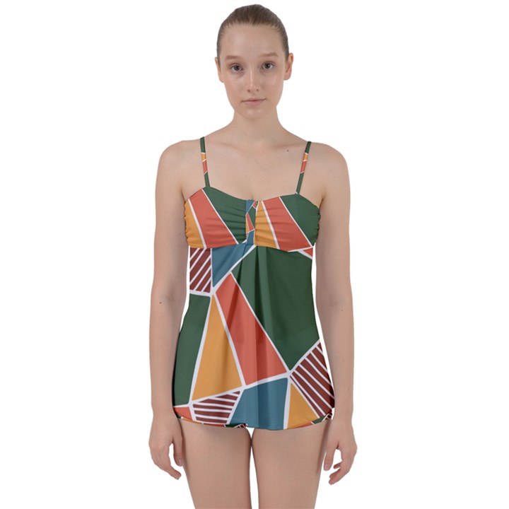 Geometric Colors   Babydoll Tankini Set