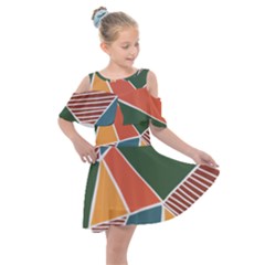 Geometric Colors   Kids  Shoulder Cutout Chiffon Dress by ConteMonfrey