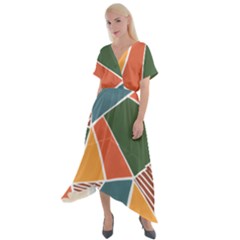 Geometric Colors   Cross Front Sharkbite Hem Maxi Dress by ConteMonfrey