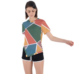 Geometric Colors   Asymmetrical Short Sleeve Sports Tee by ConteMonfrey