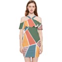 Geometric Colors   Shoulder Frill Bodycon Summer Dress View1