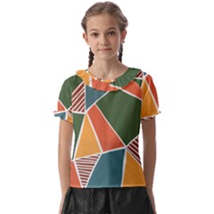 Geometric Colors   Kids  Frill Chiffon Blouse