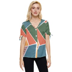 Geometric Colors   Bow Sleeve Button Up Top by ConteMonfrey