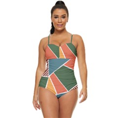 Geometric Colors   Retro Full Coverage Swimsuit by ConteMonfrey