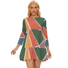 Geometric Colors   Long Sleeve Babydoll Dress by ConteMonfrey