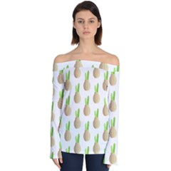 Succulent Vases  Off Shoulder Long Sleeve Top by ConteMonfrey