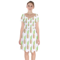 Succulent Vases  Short Sleeve Bardot Dress by ConteMonfrey