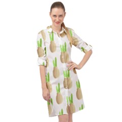 Succulent Vases  Long Sleeve Mini Shirt Dress by ConteMonfrey