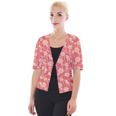 Pink Floral Wall Cropped Button Cardigan by ConteMonfrey