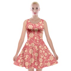 Pink Floral Wall Velvet Skater Dress by ConteMonfrey