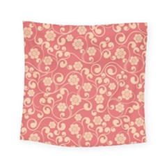 Pink Floral Wall Square Tapestry (small) by ConteMonfrey