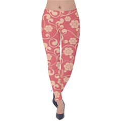 Pink Floral Wall Velvet Leggings by ConteMonfrey