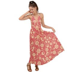 Pink Floral Wall Backless Maxi Beach Dress by ConteMonfrey