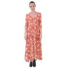 Pink Floral Wall Button Up Maxi Dress by ConteMonfrey