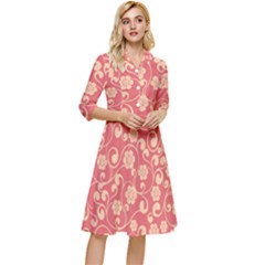 Pink Floral Wall Classy Knee Length Dress by ConteMonfrey