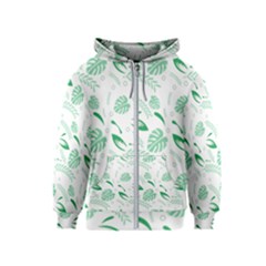 Green Nature Leaves Draw   Kids  Zipper Hoodie by ConteMonfrey