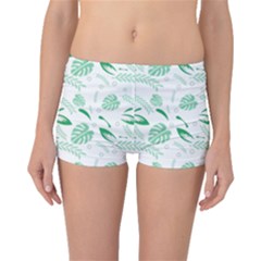 Green Nature Leaves Draw   Boyleg Bikini Bottoms by ConteMonfrey