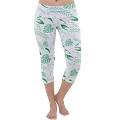 Green Nature Leaves Draw   Capri Yoga Leggings by ConteMonfrey