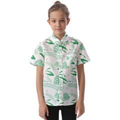 Green Nature Leaves Draw   Kids  Short Sleeve Shirt by ConteMonfrey