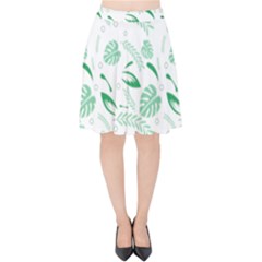 Green Nature Leaves Draw   Velvet High Waist Skirt by ConteMonfrey