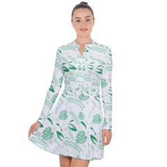 Green Nature Leaves Draw   Long Sleeve Panel Dress by ConteMonfrey