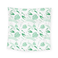 Green Nature Leaves Draw   Square Tapestry (small) by ConteMonfrey