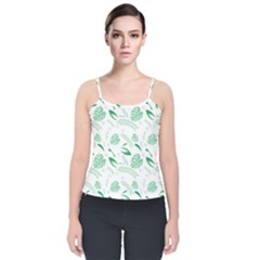 Green Nature Leaves Draw   Velvet Spaghetti Strap Top by ConteMonfrey