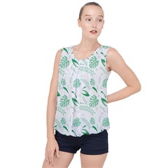 Green Nature Leaves Draw   Bubble Hem Chiffon Tank Top by ConteMonfrey