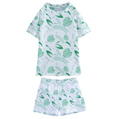 Green Nature Leaves Draw   Kids  Swim Tee And Shorts Set by ConteMonfrey