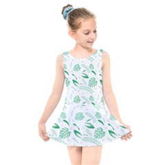 Green Nature Leaves Draw   Kids  Skater Dress Swimsuit by ConteMonfrey