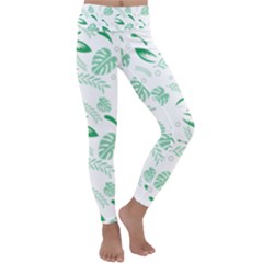 Green Nature Leaves Draw   Kids  Lightweight Velour Classic Yoga Leggings by ConteMonfrey