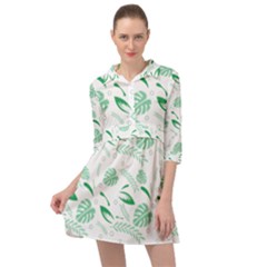 Green Nature Leaves Draw   Mini Skater Shirt Dress by ConteMonfrey