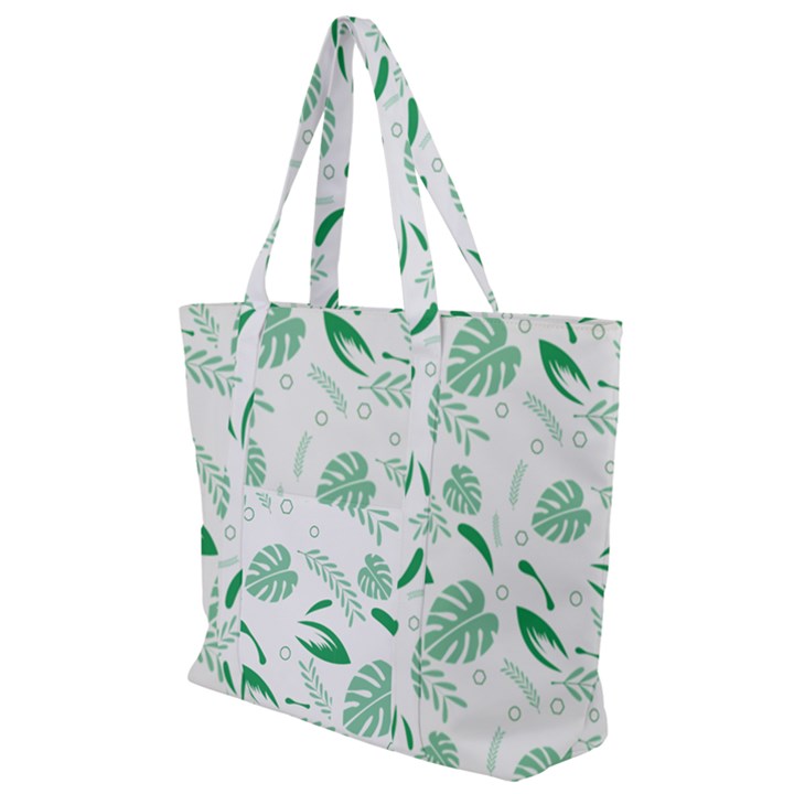 Green Nature Leaves Draw   Zip Up Canvas Bag