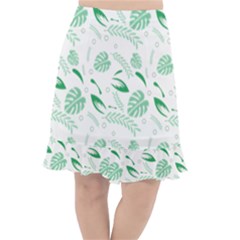 Green Nature Leaves Draw   Fishtail Chiffon Skirt by ConteMonfrey