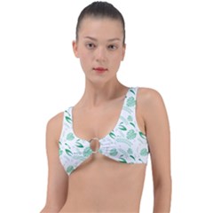 Green Nature Leaves Draw   Ring Detail Bikini Top by ConteMonfrey