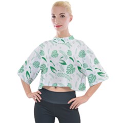 Green Nature Leaves Draw   Mock Neck Tee by ConteMonfrey