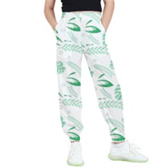 Green Nature Leaves Draw   Kids  Elastic Waist Pants by ConteMonfrey