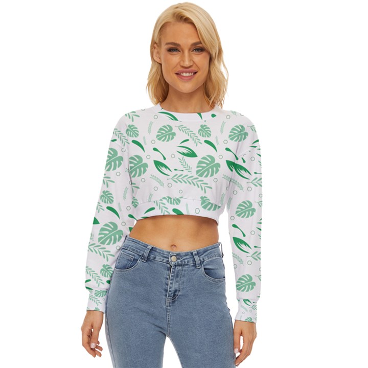 Green Nature Leaves Draw   Lightweight Long Sleeve Sweatshirt