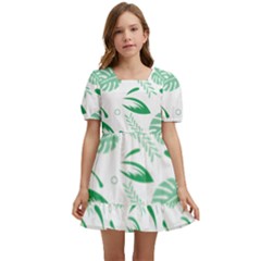 Green Nature Leaves Draw   Kids  Short Sleeve Dolly Dress by ConteMonfrey