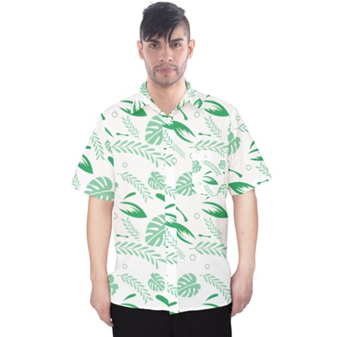 Green Nature Leaves Draw   Men s Hawaii Shirt by ConteMonfrey