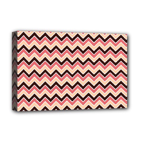 Geometric Pink Waves  Deluxe Canvas 18  X 12  (stretched) by ConteMonfrey