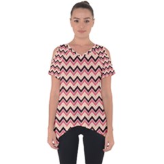 Geometric Pink Waves  Cut Out Side Drop Tee by ConteMonfrey