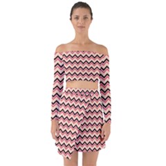 Geometric Pink Waves  Off Shoulder Top With Skirt Set by ConteMonfrey