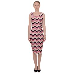 Geometric Pink Waves  Sleeveless Pencil Dress by ConteMonfrey