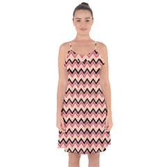 Geometric Pink Waves  Ruffle Detail Chiffon Dress by ConteMonfrey